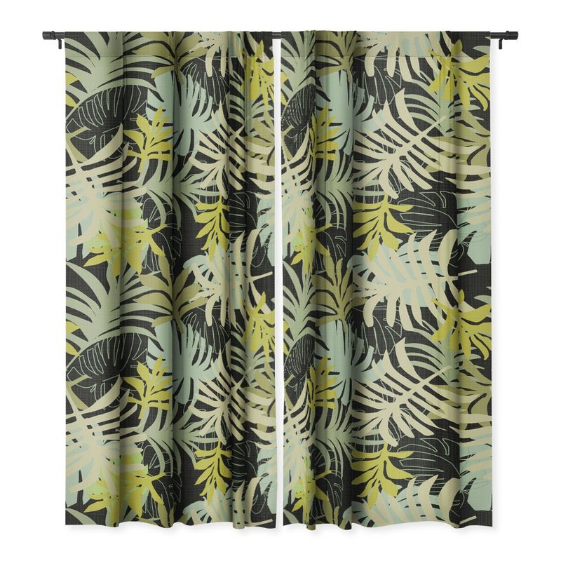 Mirimo Tropical Green Foliage Set of 2 Panel Blackout Window Curtain - Deny Designs, 1 of 5