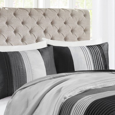 Madison Park Amherst 7 Piece Striped and Pleated Comforter Set