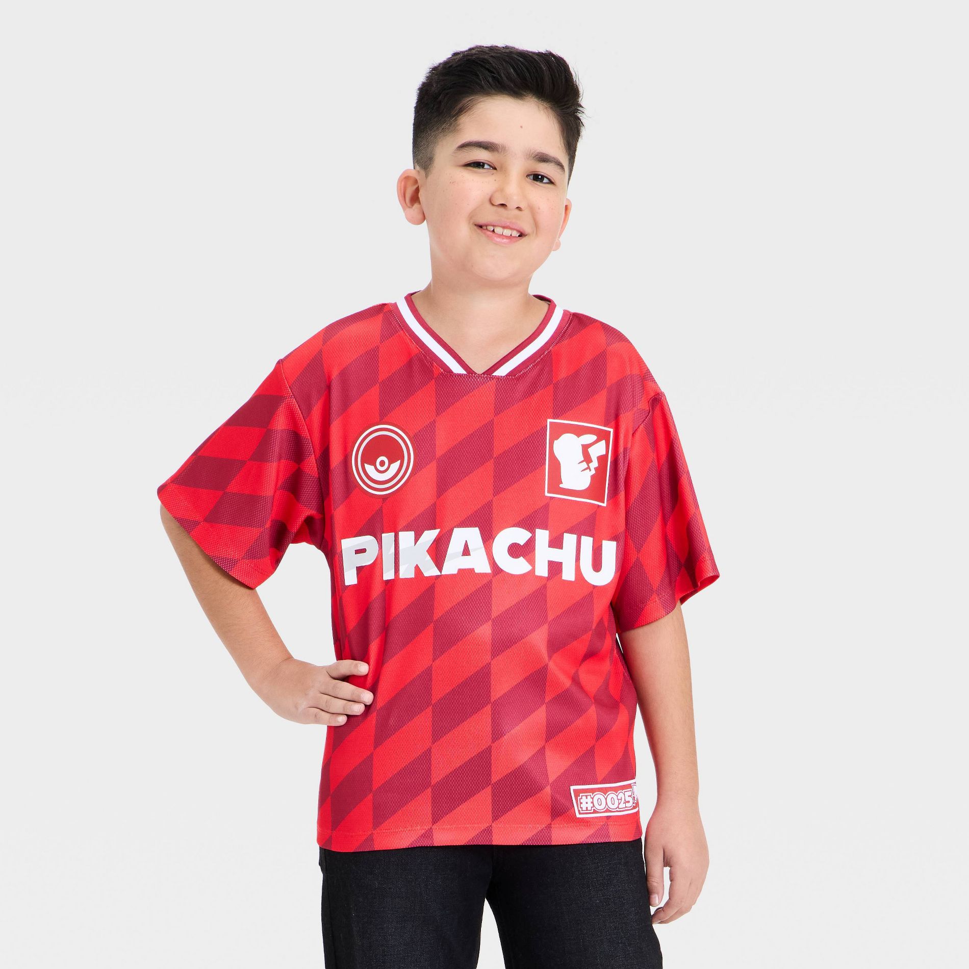Boys' Pokemon Pikachu Short Sleeve Jersey T-Shirt - Red