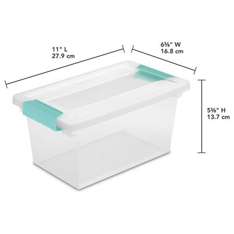Sterilite Medium Stackable Clear Plastic Storage Tote Container with Clear Latching Lid & Green Clips for Home & Office Organization, 3 of 7