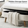 QingMoon Oval Hidden Storage Bench, Upholstered Boucle Fabric Ottoman, End of Bed Bench with Wood Legs for Living Room, Entryway and Bedroom - 2 of 4