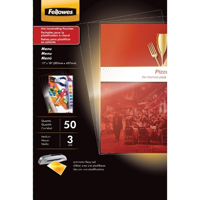 Fellowes Laminating Pouches, 12 x 18 Inches, 3 mil Thickness, pk of 50