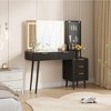 48" Fluted Vanity Desk with Mirror and Lights, Modern Make Up Vanity with Drawers, Glass Top Power Outlet, Makeup Table for Bedroom - 2 of 4