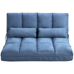 Aghana Digitals 2-in-1 Foldable Floor Sofa Bed with 5-Level Headrest & 3-Level Backrest, Blue Suede - 1 of 4