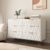 CIPACHO White Modern 6 Drawer Dresser with Gold Handle Leg Wood Furniture for Bedroom Living Room TV - 4 of 4