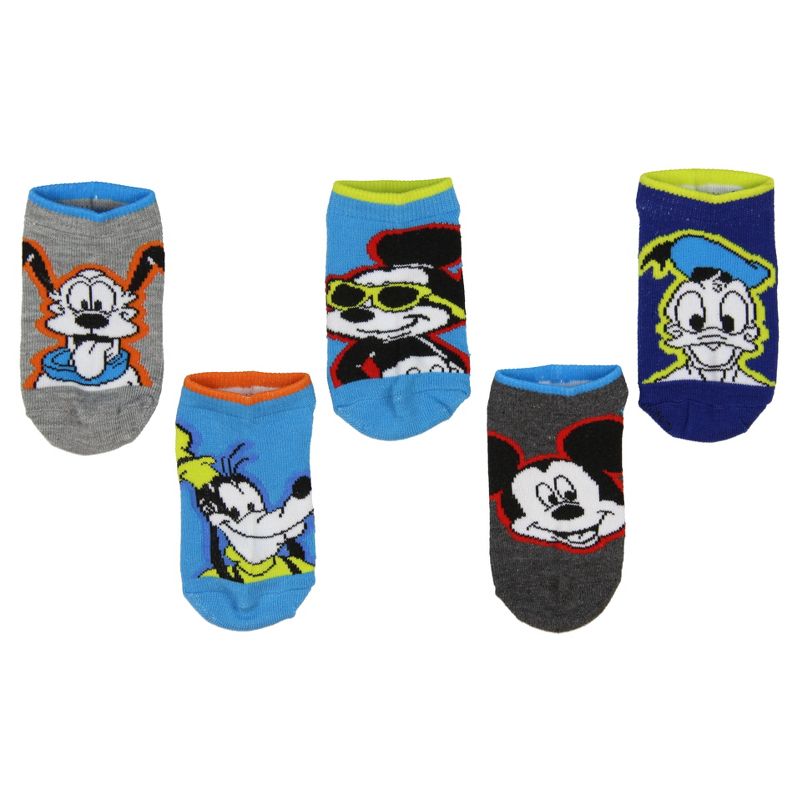 Disney Mickey Mouse And Friends Little Boys' Kids Ankle No Show Socks 5 Pairs Multicoloured, 1 of 5