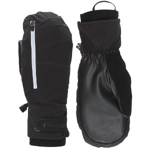 TrailHeads Women’s Convertible Zip Mitts - insulated winter running mittens for outdoor sports - black - 1 of 4