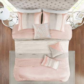 Madison Park 7pc Queen Salem Comforter Set Blush/Taupe