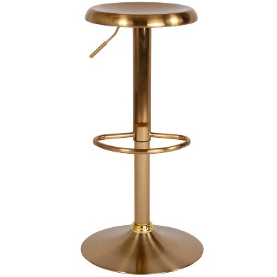 Gold Adjustable Swivel Backless Metal Barstool