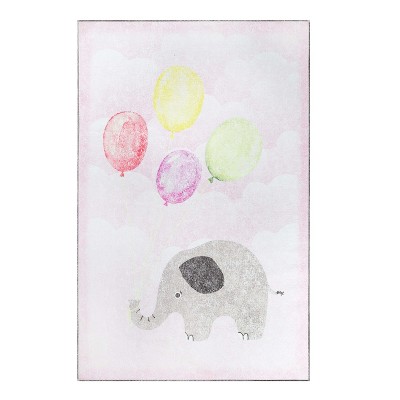 Nursery Elephant Colorful Kids Playroom Indoor Area Rug by Blue Nile Mills