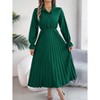 Clearlove Womens Long Sleeve Dresses 2025 Fall Maxi V Neck Belted Button Down Wedding Guest Shirt Dress with Pockets - 3 of 4