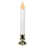 Northlight 9" White LED Flickering Christmas Candle Lamp with Brass Base