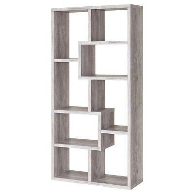 Transitional Driftwood Gray 70.75" Wooden Cube Bookcase