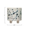 Storied Home Stoneware Footed Planter with Splatter Design, White and Blue - 2 of 4