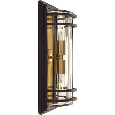 Modern Luxe 21" Black and Gold Wall Sconce with Clear Glass