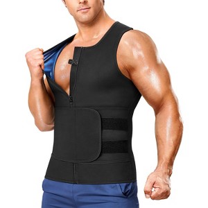 Nebility™ Men's Sauna Suit Sweat Tank Workout Shirt with Slimming Belt - 1 of 4