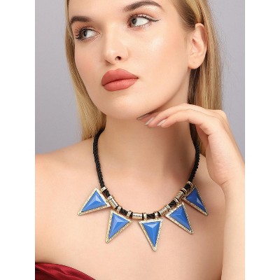 SOHI Women's Electric Blue Party Stone Statement Necklace