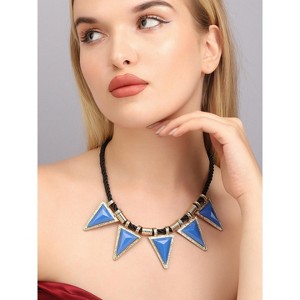SOHI Women's Electric Blue Party Stone Statement Necklace - 1 of 4