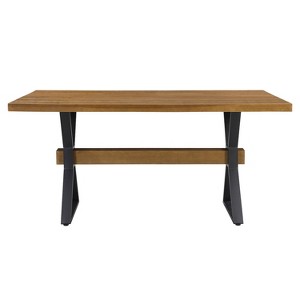 Christopher Knight Home Cora 63" Rustic Metal and Wood X-Shape Dining Table Brown - 1 of 4