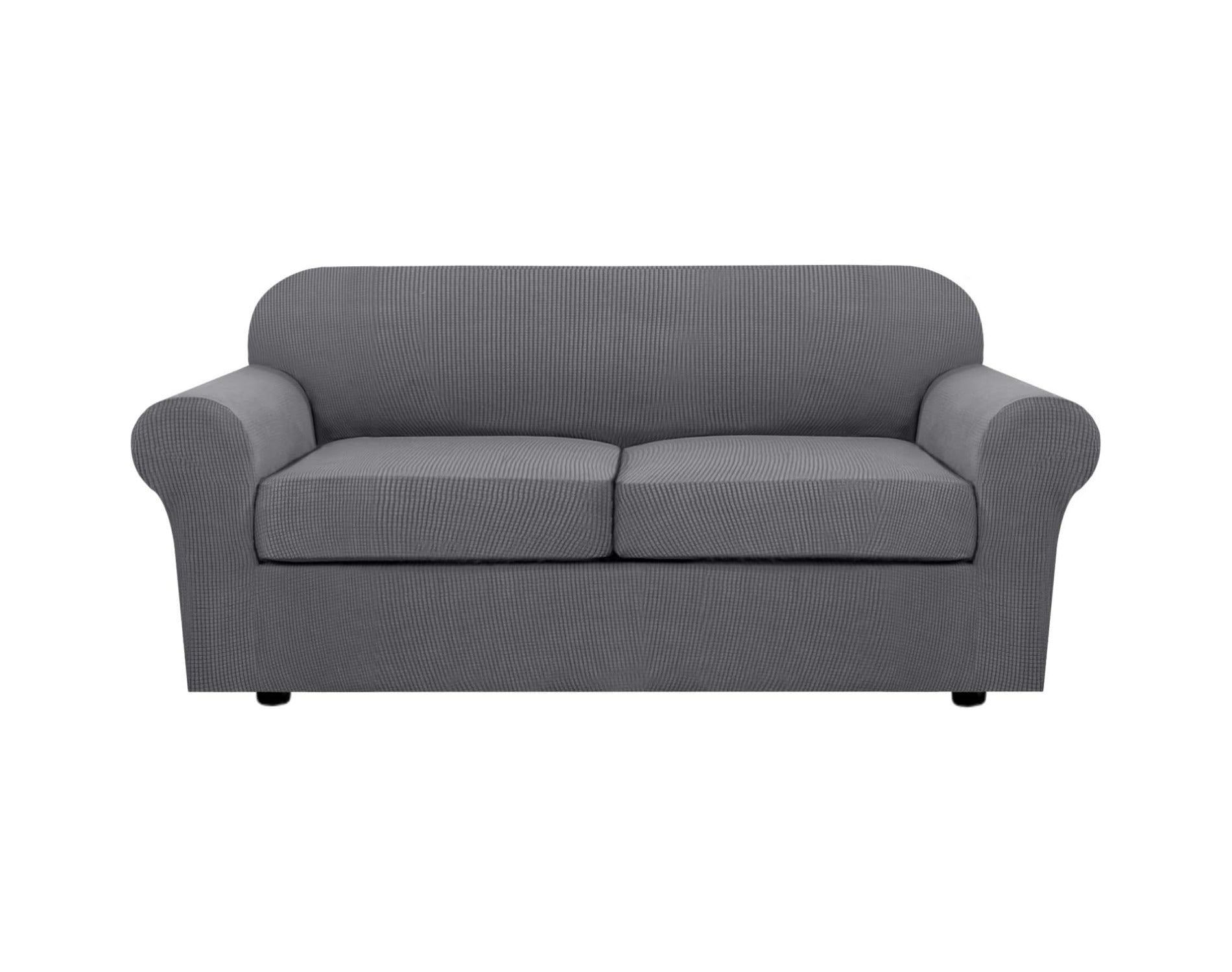 H.Versailtex 4 Piece Stretch Couch Covers for Cushion Couch Sofa Furniture Slipcovers GRAY Medium-XL