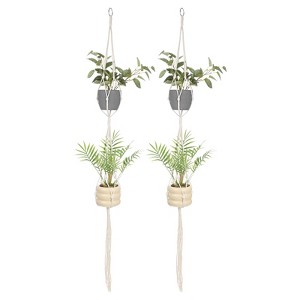 Unique Bargains Handmade Cotton Rope Hanging Basket Holder 47 Inch Apricot 2-Packs - 1 of 4