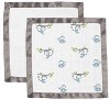 Bacati - Happy Monkeys Blue/Green Muslin 2 pc Security Blankets - 4 of 4