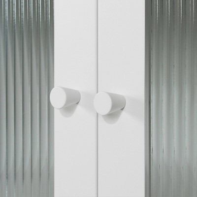 White Contemporary Glass Door Accent Cabinet with Adjustable Shelves