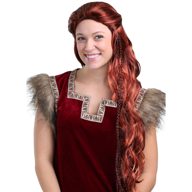 HalloweenCostumes.com  Women Red Viking Wig for Women, Orange, 1 of 4