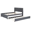 TIRAMISUBEST Full/Queen Size Upholstered Platform Bed with Brick Pattern Headboard and Trundle, Linen Fabric Bed Frame with Slats Support - 3 of 4