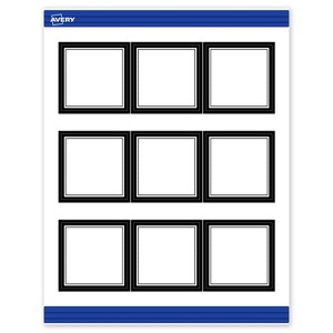 Avery Printable Square Cards, Double Black Border, 2.5" x 2.5", Matte White Square Cards, Laser/Inkjet, 90ct, Great for Business Cards - 1 of 4