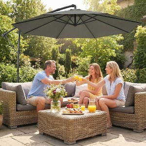 10 foot offset patio umbrella with rotation 10FT Square Cantilever 32 Solar LED Lights cafe terraces Autlaycil 10 ft Cantilever Offset