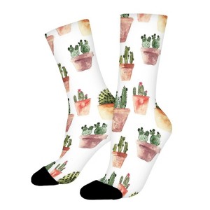 Cactus Women Printed Crew Socks Funny Funky Socks Soft Polyester Novelty Gifts for Artists Men - 1 of 1