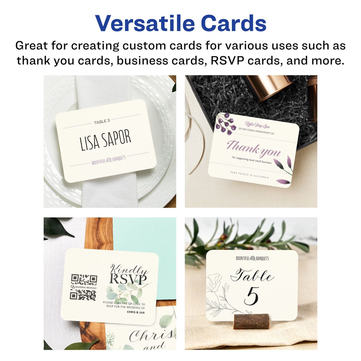 Avery 4-1/4" x 5-1/2" Rectangle Rounded Corner, Matte Ivory Postcards - thumbnail 3