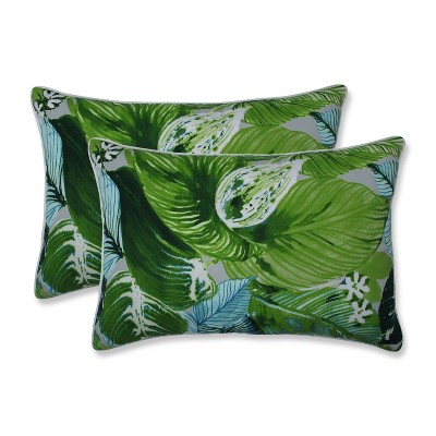 2pk Oversize Lush Leaf Jungle Rectangular Throw Pillows Green - Pillow Perfect