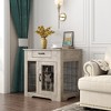 Dog Crate For Small-medium Dogs, Furniture Style Dog Crate End Table With Drawer, Ventilation Fences Dog House, Pet Kennels With Double Doors - 2 of 4