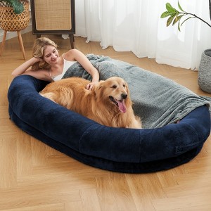 Human Dog Shared Bed - Large Plush Pet Bed with Washable Cover & Orthopedic Foam - 1 of 4