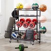 Fontoi Baker's Racks, 4 Tier Organizer with Wheels, Storage Rack with Baskets and Hooks for Sports Gear, Black, 15.9"*38.1"*47.2" - 4 of 4