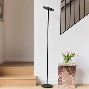 Brightech Sky Colors Modern Dimmable Remote Control Smart Compatible Integrated LED Torchiere Floor Lamp Matte Black: Smart Control and Sturdy Base - 1 of 4