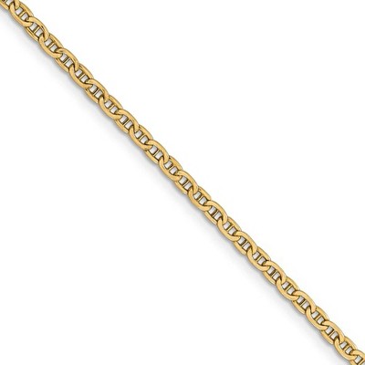 Black Bow Jewelry 2.4mm 14k Yellow Gold Hollow Anchor Chain Necklace
