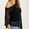 Anna-Kaci Women's Sheer Knit Asymmetrical Pullover Top with One Shoulder Design and Lightweight Texture - One Size Fits Most, Black - 4 of 4