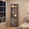 23.6" Hall Tree with Shoe Storage, Small Coat Rack Cabinet with 5 Hooks, Shoe Cabinet & Open Shelves, Entryway Storage Bench for Mudroom, Living Room - 3 of 4