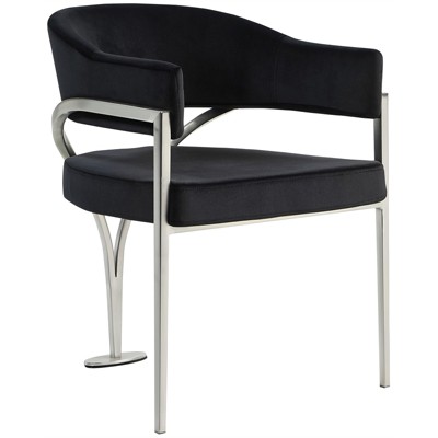 Madelyn Black Velvet Upholstered Arm Chair with Metal Frame