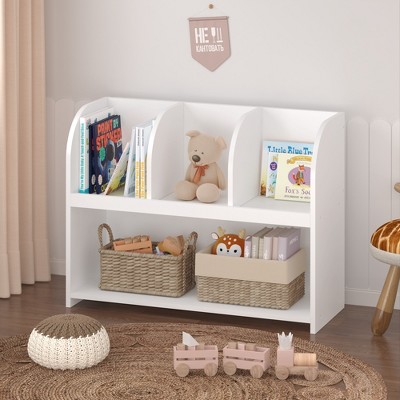 GlasFlength Decorative Bookshelf Creative and Unique Styling, Multifunctional Storage with Open Display Bookshelves, White,31.5”*11.81”*23.62"