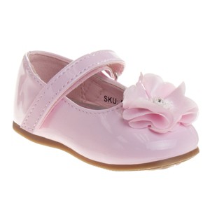 Josmo Baby Girls' Mary Jane Flats with Flower Detail: Non-Slip Soft Sole Newborn Infant Toddler First Walker Crib Dress Shoes - 1 of 4