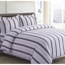 Stripe 200-gsm Cotton Flannel Printed Oversized Duvet Set 