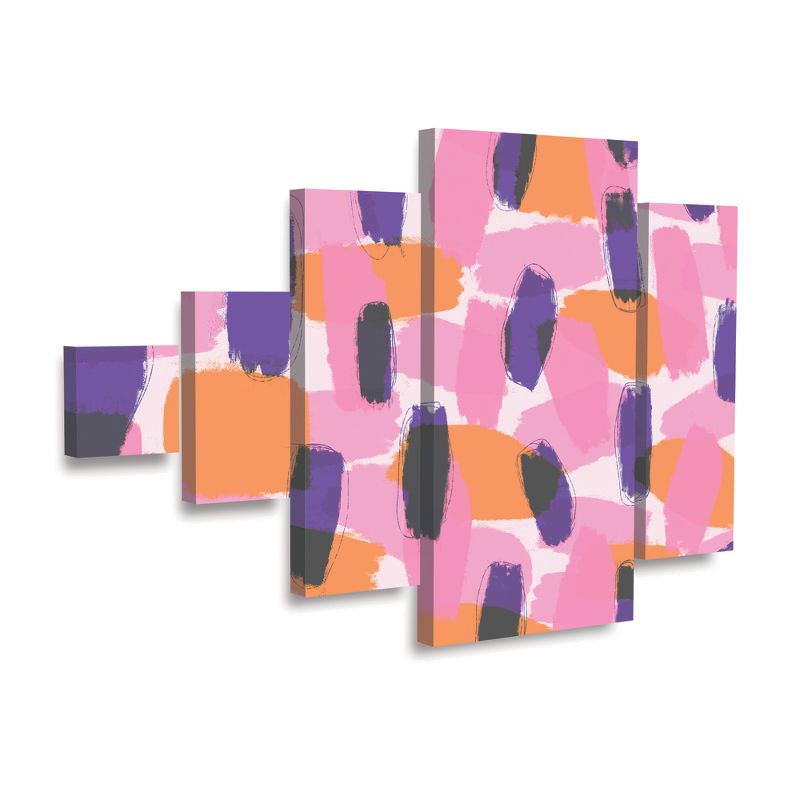 Trademark Fine Art Treechild Layered Purple Strokes Pattern 5 Piece Panel Set Art, 2 of 4