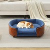 Racxily Scandinavian style Elevated Dog Bed Pet Sofa With Solid Wood legs and Bent Wood Back, Velvet Cushion,Small Size - 4 of 4
