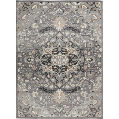 Elation Chic Floral Medallion 5' x 7' Gray Synthetic Area Rug