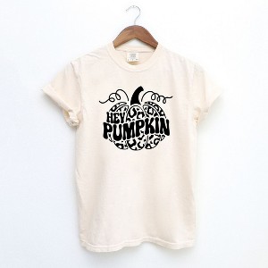 Simply Sage Market Women's Leopard Hey Pumpkin Short Sleeve Garment Dyed Tee - 1 of 2