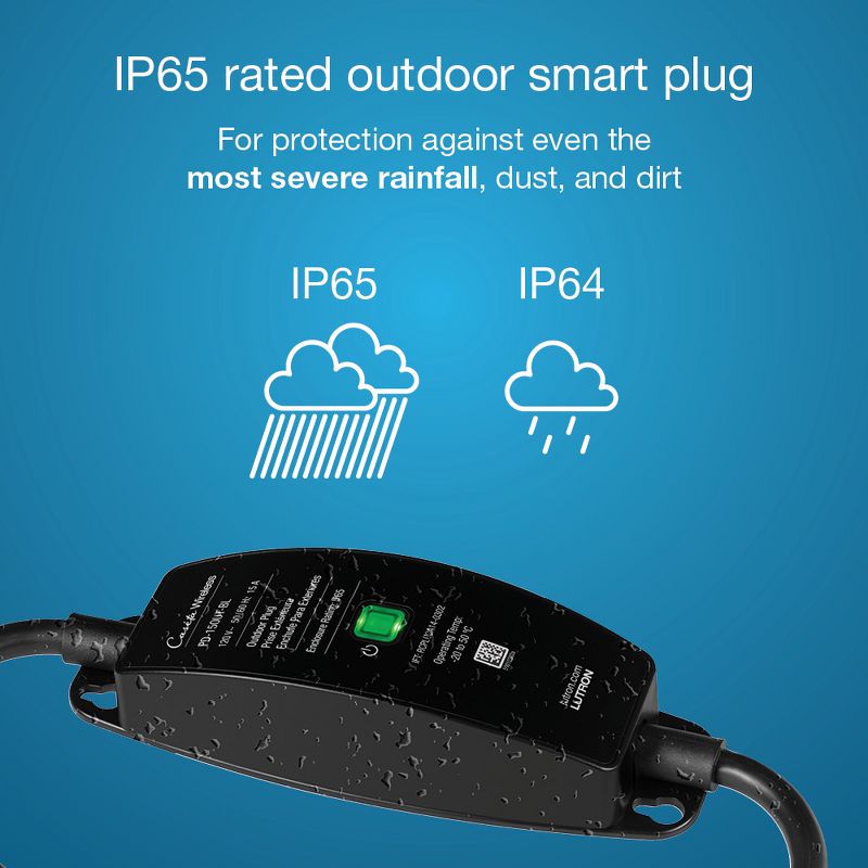 Lutron Caseta Weatherproof+ Outdoor Smart Plug and Pico Smart Remote | for Landscape and String Lighting | P-PKG1OUT-BL | Black, 3 of 9